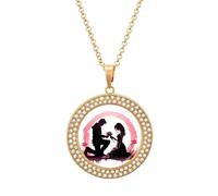 POTSCBVW Kneeling with A Rose Pendant Necklace for Women Men - Elegant Diamond Necklace with 19.7 Inch Chain, Diamond Pendant Jewelry for Birthday Christmas Valentine's Day Gift, One size, Metal