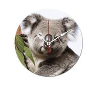 POTSCBVW Koala Bear Wall Clock Silent Non-Ticking, 30 * 30cm Round Wood Clock Battery Operated, Minimalist No Scale Clocks for Living Room, Bedroom, Office, White-Style