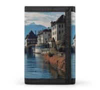 POTSCBVW Lake Geneva Switzerland Wallet Compact Trifold Wallet with Keychain Lightweight & Durable Purse for Outdoor, style, One size, Classic