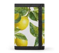 POTSCBVW Lemon Branch Leaves Wallet Compact Trifold Wallet with Keychain Lightweight & Durable Purse for Outdoor, style, One size, Classic