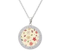 POTSCBVW Lovely Flower Patterns Pendant Necklace for Women Men - Elegant Diamond Necklace with 19.7 Inch Chain, Diamond Pendant Jewelry for Birthday Christmas Valentine's Day Gift, One Size, Metal