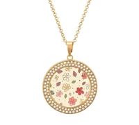 POTSCBVW Lovely Flower Patterns Pendant Necklace for Women Men - Elegant Diamond Necklace with 19.7 Inch Chain, Diamond Pendant Jewelry for Birthday Christmas Valentine's Day Gift, One Size, Metal