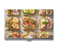 POTSCBVW Metal Business Card Holder Slim Ultra-Thin, Professional Sandwich Encyclopedia Business Card Case for 10-15 Cards, Lightweight Pocket Name Cards Holder for Men Women
