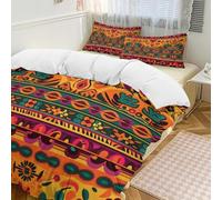 POTSCBVW Mexican Folk Art Boho Comforter Set - 3 Pieces Ultra Soft & Warm Queen Size Bedding Set with 1 Comforter Cover + 2 Pillowcases, Lightweight Bed Set for Home Decor 86"x70"