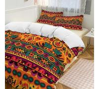 POTSCBVW Mexican Folk Art Boho Comforter Set - 3 Pieces Ultra Soft & Warm Queen Size Bedding Set with 1 Comforter Cover + 2 Pillowcases, Lightweight Bed Set for Home Decor 102"x90"