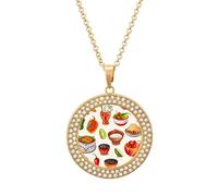 POTSCBVW Mexican Salsa Symbols Pendant Necklace for Women Men - Elegant Diamond Necklace with 19.7 Inch Chain, Diamond Pendant Jewelry for Birthday Christmas Valentine's Day Gift, One Size, Metal