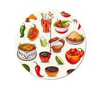 POTSCBVW Mexican Salsa Symbols Wall Clock Silent Non-Ticking, 30 * 30cm Round Wood Clock Battery Operated, Minimalist No Scale Clocks for Living Room, Bedroom, Office, White-Style