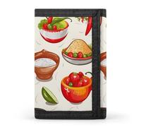 POTSCBVW Mexican Salsa Symbols Wallet Compact Trifold Wallet with Keychain Lightweight & Durable Purse for Outdoor, style, One size, Classic