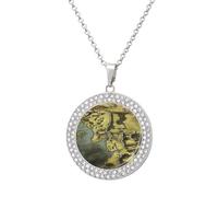 POTSCBVW Middle Earth Map Pendant Necklace for Women Men - Elegant Diamond Necklace with 19.7 Inch Chain, Diamond Pendant Jewelry for Birthday Christmas Valentine's Day Gift, One Size, Metal, alloy