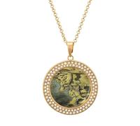 POTSCBVW Middle Earth Map Pendant Necklace for Women Men - Elegant Diamond Necklace with 19.7 Inch Chain, Diamond Pendant Jewelry for Birthday Christmas Valentine's Day Gift, One Size, Metal, alloy