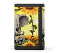 POTSCBVW Mother Elephant Sunflowers Wallet Compact Trifold Wallet with Keychain Lightweight & Durable Purse for Outdoor, style, One size, Classic