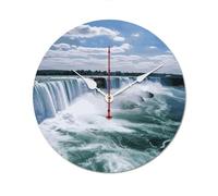 POTSCBVW Niagara Falls Wall Clock Silent Non-Ticking, 40 * 40cm Round Wood Clock Battery Operated, Minimalist No Scale Clocks for Living Room, Bedroom, Office, White-Style