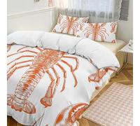 POTSCBVW Orange Shrimp Pattern Comforter Set - 3 Pieces Ultra Soft & Warm Queen Size Bedding Set with 1 Comforter Cover + 2 Pillowcases, Lightweight Bed Set for Home Decor 86"x70"