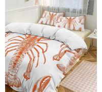 POTSCBVW Orange Shrimp Pattern Comforter Set - 3 Pieces Ultra Soft & Warm Queen Size Bedding Set with 1 Comforter Cover + 2 Pillowcases, Lightweight Bed Set for Home Decor 102"x90"
