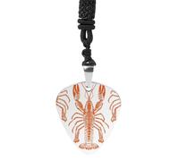 POTSCBVW Orange Shrimp Pattern Guitar Pick Necklace for Men Women, Trendy Music Necklace Titanium Steel Guitar Pick Pendant with Pattern Punk Rock Jewelry for Music Lovers, Musician Gift