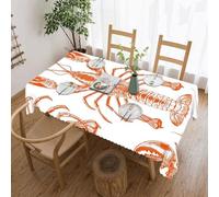 POTSCBVW Orange Shrimp Pattern Rectangular Tablecloth 60"x86", Waterproof Stain-Resistant Polyester Table Cover for Dining Table, Rectangle Table Cloth for Kitchen, Party, Outdoor, Wedding