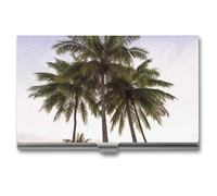 POTSCBVW Palm Tree Business Card Holder Super Light Portable Aluminium Alloy Credit Card Organizer Slim Professional Business Card Case for Office Workers Man And Women