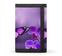 POTSCBVW Purple Butterfly Wallet Compact Trifold Wallet with Keychain Lightweight & Durable Purse for Outdoor, style, One size, Classic