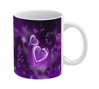 POTSCBVW Purple Love Mugs 11 Oz Ceramic Coffee Mugs for Cafe & Home, Elegant Classic Tea Cup Gift for Men & Women
