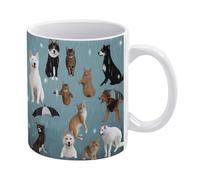 POTSCBVW Raining Cats & Dogs Mugs 11 Oz Ceramic Coffee Mugs for Cafe & Home, Elegant Classic Tea Cup Gift for Men & Women