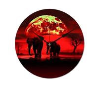 POTSCBVW Red Full Moon Elephants Wall Clock Silent Non-Ticking, 30 * 30cm Round Wood Clock Battery Operated, Minimalist No Scale Clocks for Living Room, Bedroom, Office, Black-Style