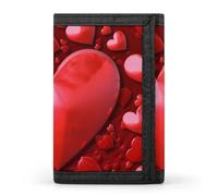 POTSCBVW Red Hearts Love Wallet Compact Trifold Wallet with Keychain Lightweight & Durable Purse for Outdoor, style, One size, Classic
