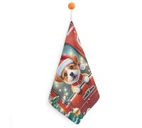 POTSCBVW Red Truck Puppy Hand Towels, 1PCS Microfiber Hand Towels with Hanging Loop, Super Absorbent Quick-Dry Bathroom & Kitchen Towel Lint-Free, 11.8 X11.8 Inch