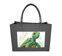 POTSCBVW Reusable Felt Bag Large Capacity, Durable Grocery Bags Cartoon Turtle Pattern Tote Bags Stylish Commuter Work Bag