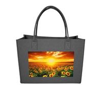 POTSCBVW Reusable Felt Bag Large Capacity, Durable Grocery Bags Dreamlike Sunset Of A Sunflower Field Tote Bags Stylish Commuter Work Bag