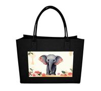 POTSCBVW Reusable Felt Bag Large Capacity, Durable Grocery Bags Lucky Elephant Tote Bags Stylish Commuter Work Bag