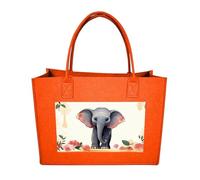 POTSCBVW Reusable Felt Bag Large Capacity, Durable Grocery Bags Lucky Elephant Tote Bags Stylish Commuter Work Bag