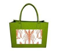 POTSCBVW Reusable Felt Bag Large Capacity, Durable Grocery Bags Orange Shrimp Pattern Tote Bags Stylish Commuter Work Bag