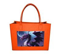POTSCBVW Reusable Felt Bag Large Capacity, Durable Grocery Bags Purple Dragon Purple Moon Tote Bags Stylish Commuter Work Bag