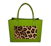 POTSCBVW Reusable Felt Bag Large Capacity, Durable Grocery Bags Rough Leopard Print Tote Bags Stylish Commuter Work Bag
