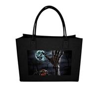 POTSCBVW Reusable Felt Bag Large Capacity, Durable Grocery Bags Zombie Hand Dark Halloween Tote Bags Stylish Commuter Work Bag