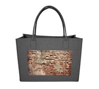 POTSCBVW Reusable Felt Bag Large Capacity Grocery Bags Ancient Worn Brick Wall Tote Bags Stylish Commuter Work Bag