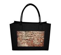 POTSCBVW Reusable Felt Bag Large Capacity Grocery Bags Ancient Worn Brick Wall Tote Bags Stylish Commuter Work Bag