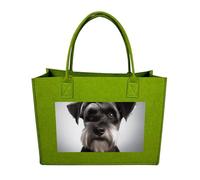 POTSCBVW Reusable Felt Bag Large Capacity Grocery Bags Cute Schnauzer Tote Bags Stylish Commuter Work Bag, Light Green-style, One Size