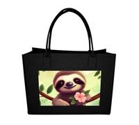 POTSCBVW Reusable Felt Bag Large Capacity Grocery Bags Cute Sloth Tote Bags Stylish Commuter Work Bag