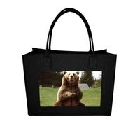 POTSCBVW Reusable Felt Bag Large Capacity Grocery Bags Hi Bear Sit on The Lawn Tote Bags Stylish Commuter Work Bag
