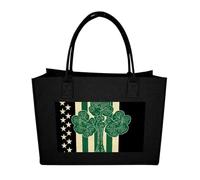 POTSCBVW Reusable Felt Bag Large Capacity Grocery Bags Irish Flag Tote Bags Stylish Commuter Work Bag