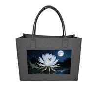 POTSCBVW Reusable Felt Bag Large Capacity Grocery Bags NightBlooming Cereus Tote Bags Stylish Commuter Work Bag