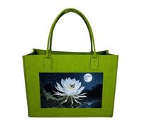 POTSCBVW Reusable Felt Bag Large Capacity Grocery Bags NightBlooming Cereus Tote Bags Stylish Commuter Work Bag, Light Green-style, One Size