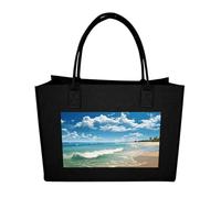 POTSCBVW Reusable Felt Bag Large Capacity Grocery Bags Sandy Beach Tote Bags Stylish Commuter Work Bag