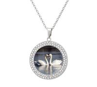 POTSCBVW Romantic White Swan Pendant Necklace for Women Men - Elegant Diamond Necklace with 19.7 Inch Chain, Diamond Pendant Jewelry for Birthday Christmas Valentine's Day Gift, One Size, Metal, alloy
