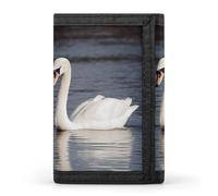 POTSCBVW Romantic White Swan Wallet Compact Trifold Wallet with Keychain Lightweight & Durable Purse for Outdoor, style, One size, Classic