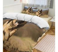 POTSCBVW Running German Shepherd Dog Comforter Set - 3 Pieces Ultra Soft & Warm Queen Size Bedding Set with 1 Comforter Cover + 2 Pillowcases, Lightweight Bed Set for Home Decor 102"x90"