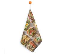 POTSCBVW Sandwich Encyclopedia Hand Towels, 1PCS Microfiber Hand Towels with Hanging Loop, Super Absorbent Quick-Dry Bathroom & Kitchen Towel Lint-Free, 11.8 X11.8 Inch