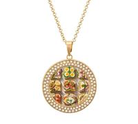 POTSCBVW Sandwich Encyclopedia Pendant Necklace for Women Men - Elegant Diamond Necklace with 19.7 Inch Chain, Diamond Pendant Jewelry for Birthday Christmas Valentine's Day Gift, One Size, Metal