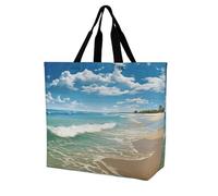 POTSCBVW Sandy Beach Tote Bag for Women, Reusable Large Capacity Shopping Bag Lightweight Handbag for Walking, Gym